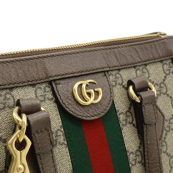 Gucci Ophidia GG Small Tote Handbag 2WAY Shoulder Bag PVC Leather Beige Mocha - Picture 9 of 9
